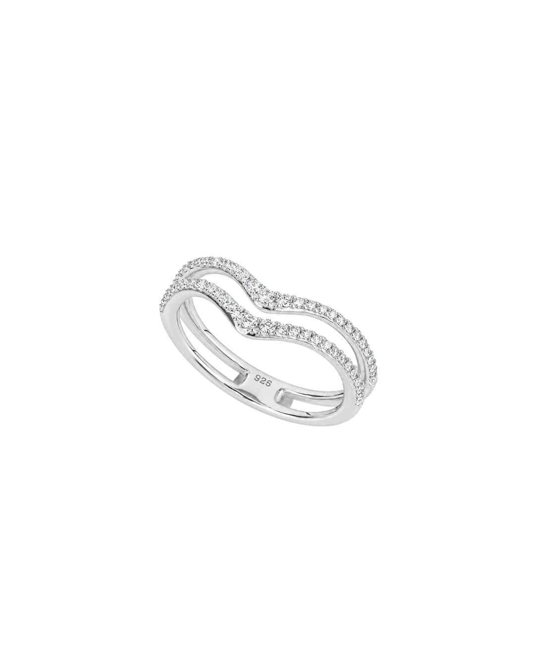 Double Row Wishbone Ring with CZ