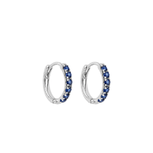 Blue Sapphire Hoop Earrings in 9ct White Gold