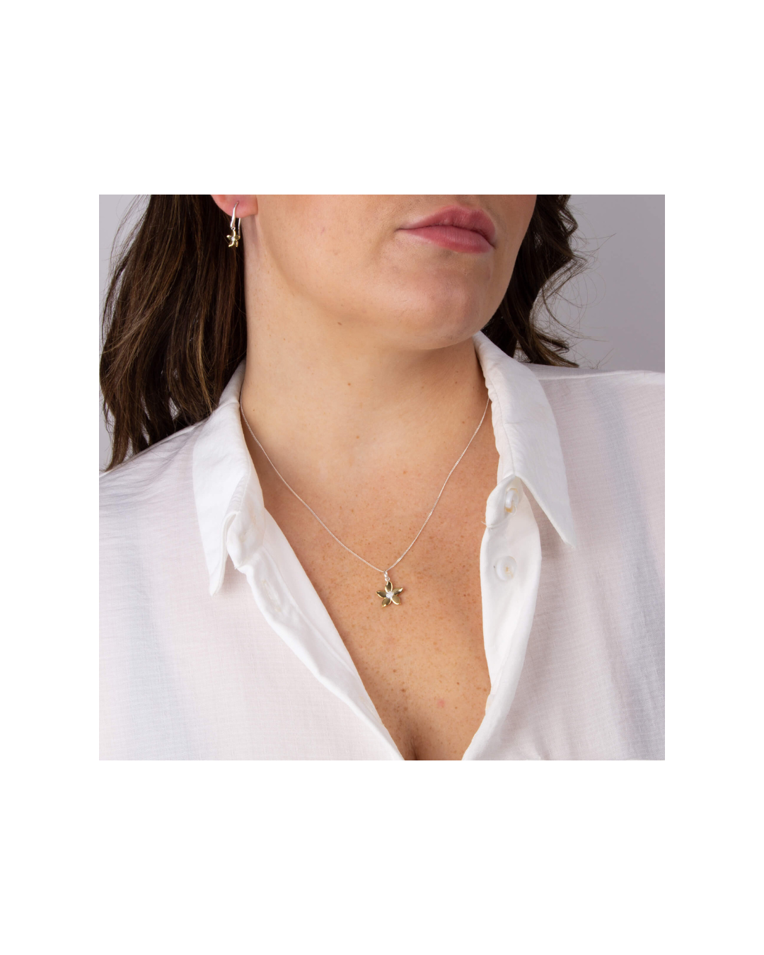 Jasmine Flower Pendant with Yellow Gold Plating - Image 3
