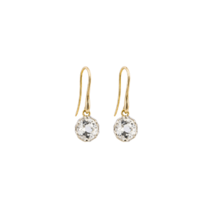 Round White Topaz Drop Earrings in 9ct Gold