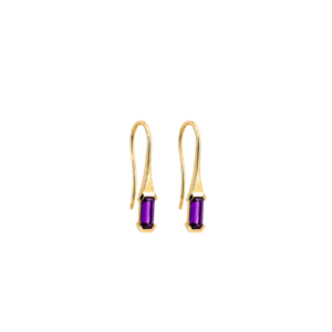 9ct Yellow Gold/Elongated Purple Amethyst Hook Earrings