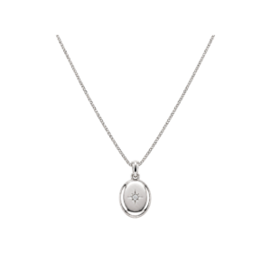Oval Locket Pendant Starburst CZ with chain