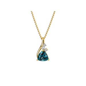 Trillion London Blue Topaz Pendant with White Topaz in 9ct Yellow Gold