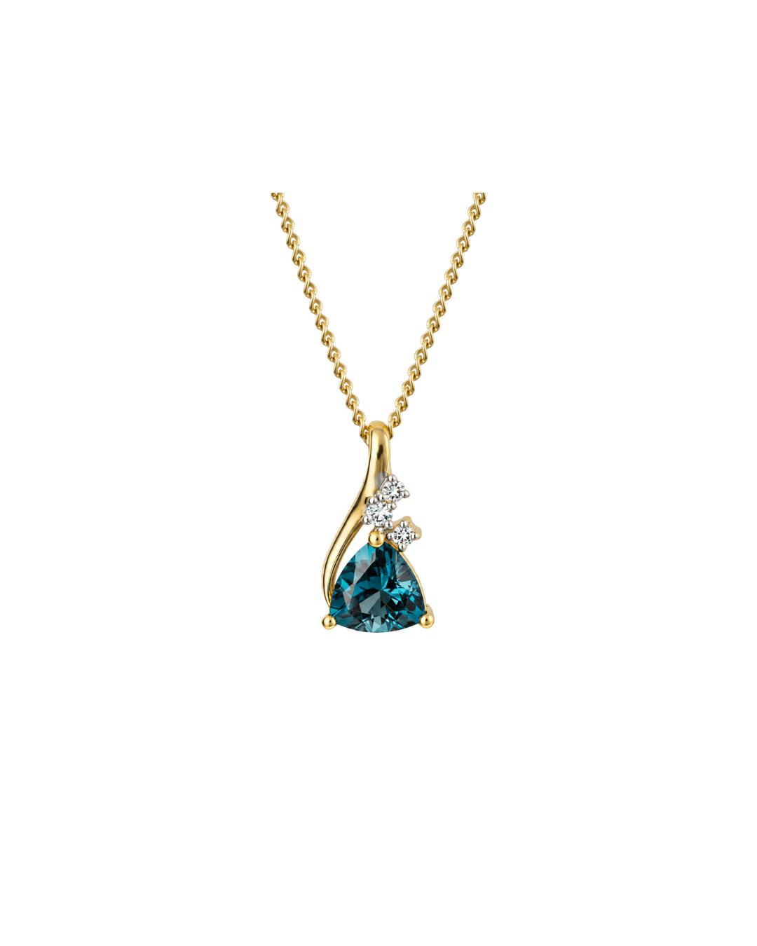 Trillion London Blue Topaz Pendant with White Topaz in 9ct Yellow Gold