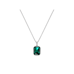 Elongated Octagon Pendant with Emerald Green Crystal
