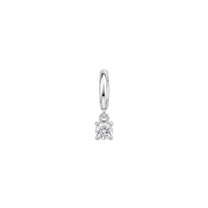 Huggie Hoop Earrings with CZ Drop Charm