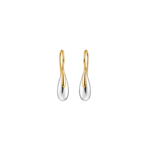 Elongated Pebble Drop Earrings with Yellow Gold Plating