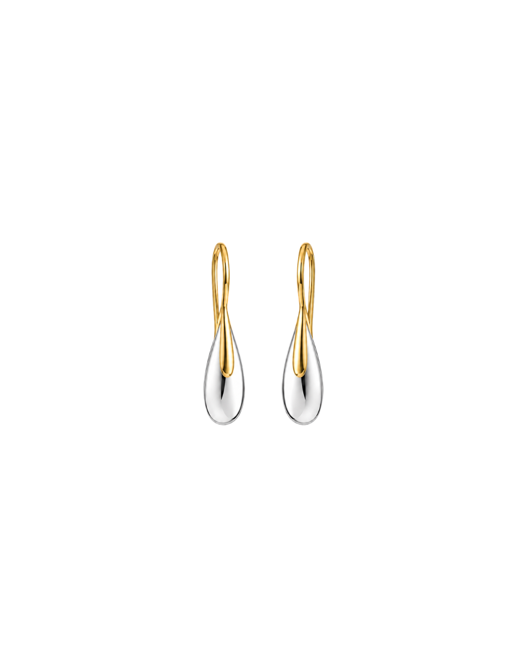 Elongated Pebble Drop Earrings with Yellow Gold Plating