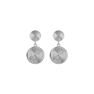 Double Spiral Disc Drop Earrings