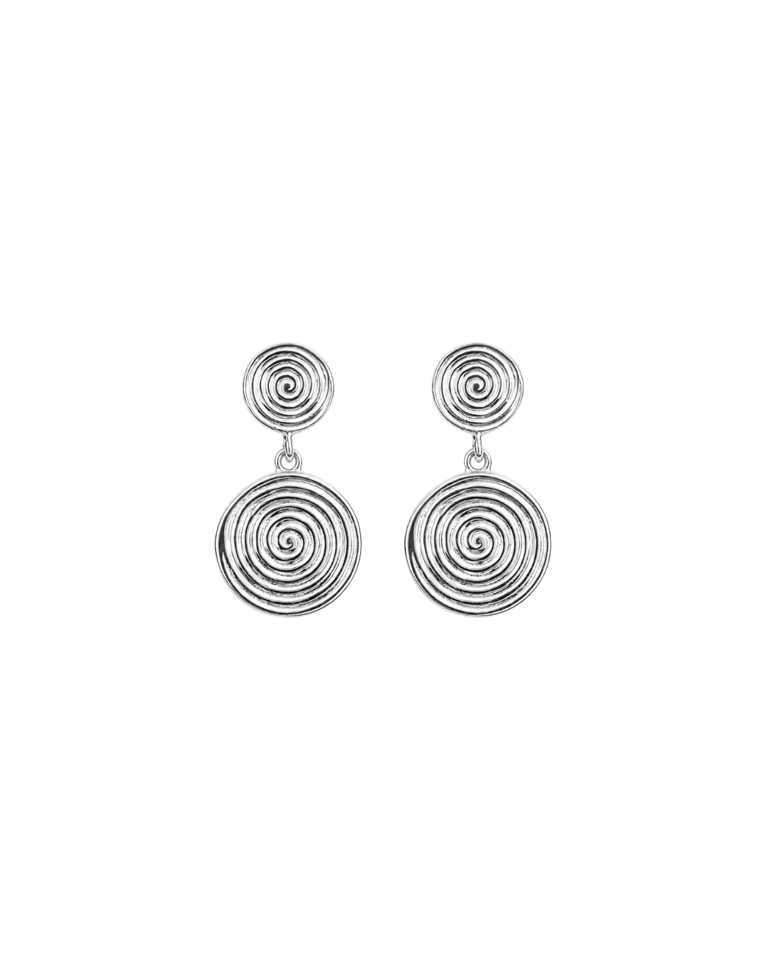 Double Spiral Disc Drop Earrings