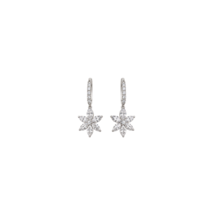 Flower Drop Earrings with CZ