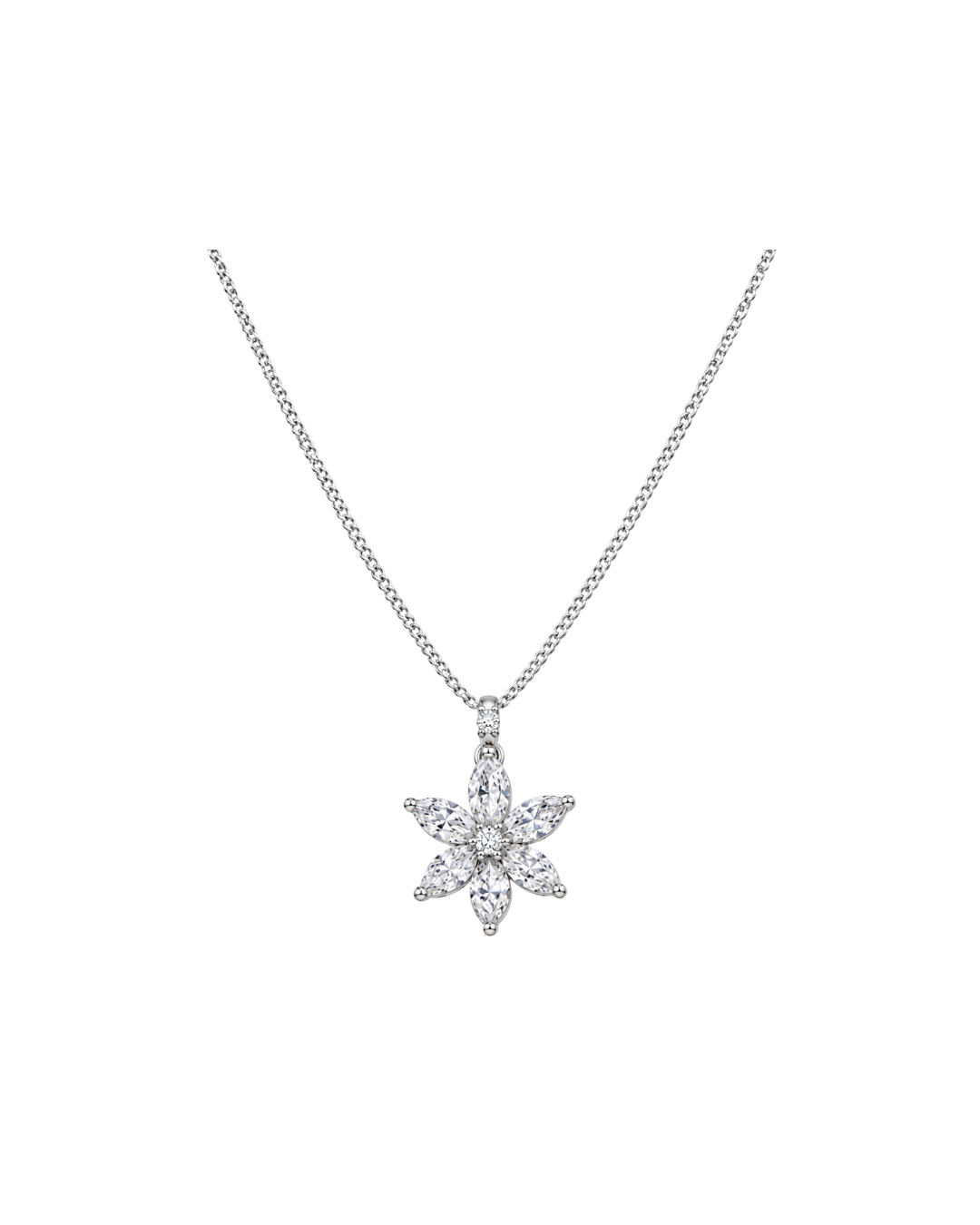 Flower Pendant with CZ on chain