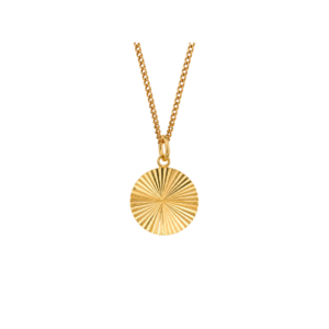 Diamond Cut Round Disc Pendant on chain with Yellow Gold Plating
