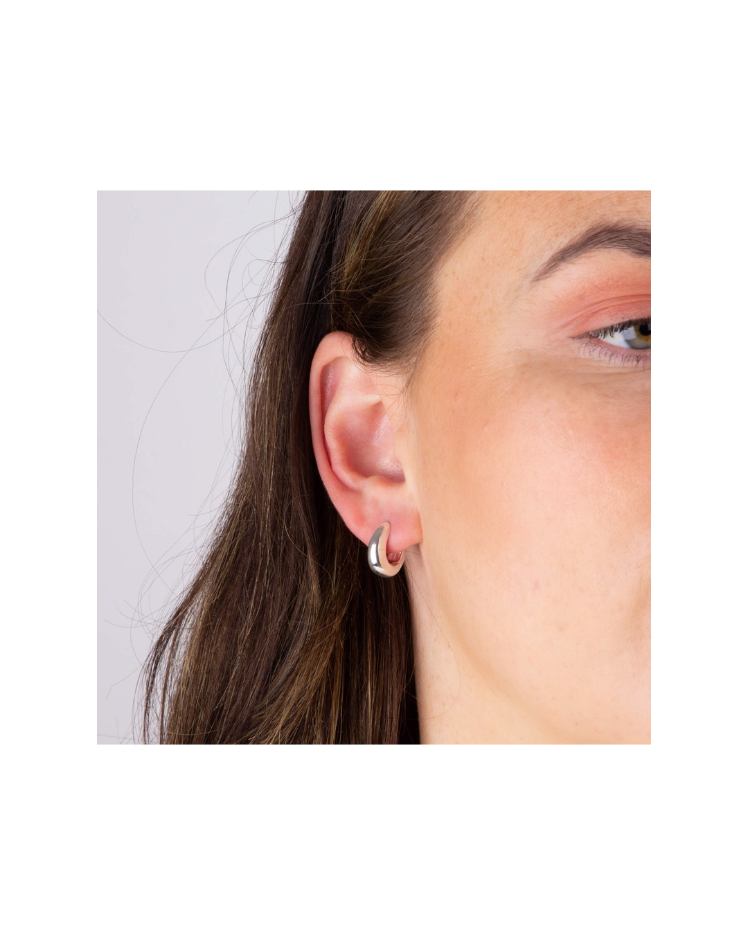 Rounded Huggie Hoop Earrings - Image 3