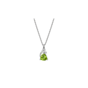 Trillion Peridot Pendant with White Topaz in 9ct White Gold