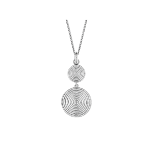 Double Spiral Disc Drop Pendant with chain