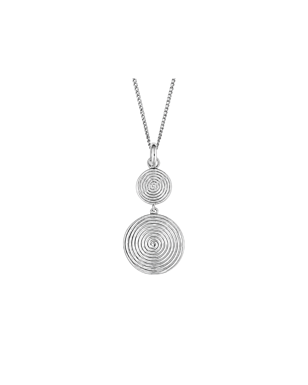 Double Spiral Disc Drop Pendant with chain