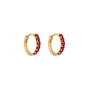 Ruby Hoop Earrings in 9ct Yellow Gold