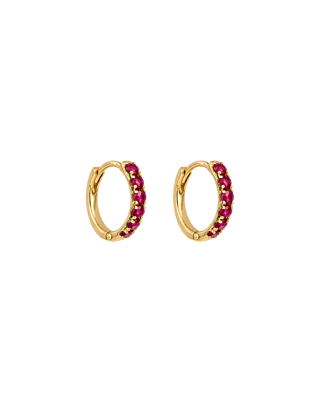 Ruby Hoop Earrings in 9ct Yellow Gold