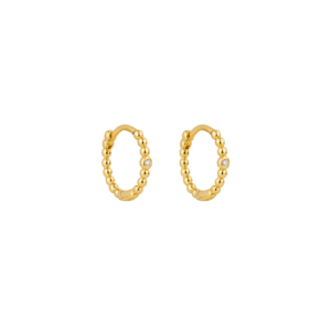 Gold Plated CZ Beaded Hoops Earrings