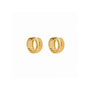 Gold Plated Textured Ridges Hoop Earrings