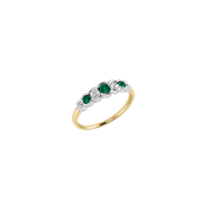 7 Stone diamond and emerald ring