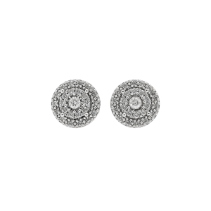 14k White Gold Natural Diamond Cluster Earrings