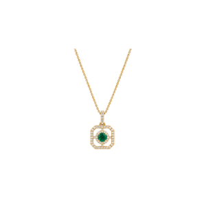 9 carat yellow gold/Emerald and diamond pendant