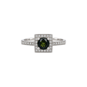 9 carat white gold/Green tourmaline and diamond