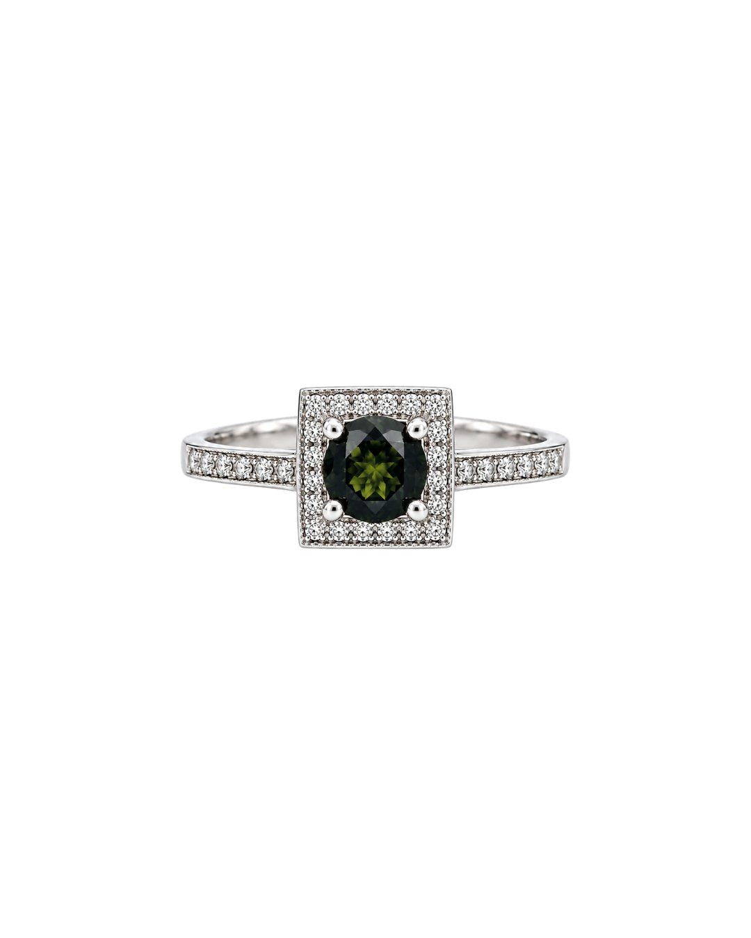 9 carat white gold/Green tourmaline and diamond