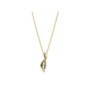 14 carat yellow gold/Bi colour Diamond twist pendant