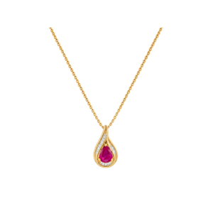 14ct Yellow Gold/Ruby & Diamond/18" Chain