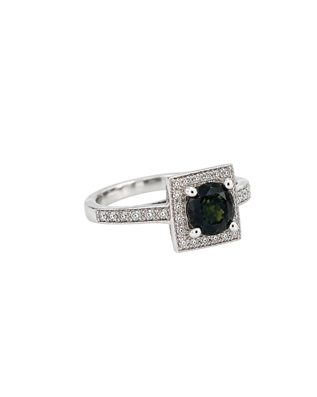 9 carat white gold/Green tourmaline and diamond - Image 2
