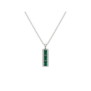 14 carat white gold/0.45ct Emerald/0.10ct Diamond