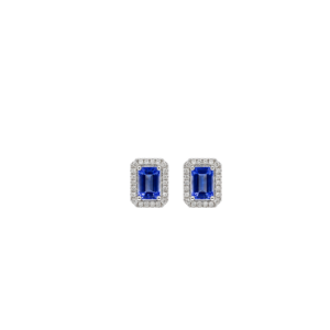 18ct White Gold/1.51ct Tanzanite/0.18ct Diamond Halo