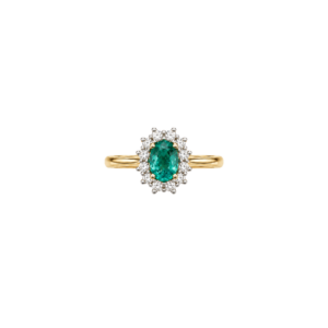 18 carat yellow gold/0.62ct emerald/0.24ct diamond