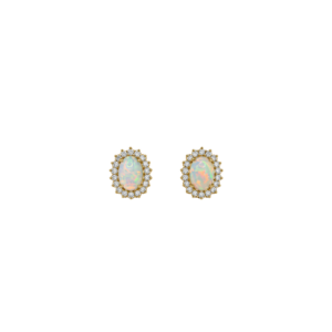 9 carat yellow gold/Opal & diamond stud