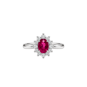 Platinum 0.92ct ruby/0.20ct diamonds/Cluster ring