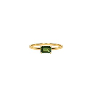 9 carat yellow gold/Green sapphire ring