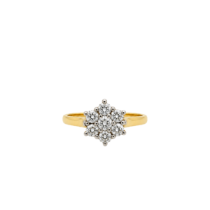 18 carat yellow gold/Flower cluster natural diamonds