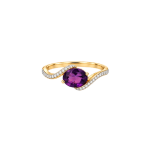 9 carat yellow gold/Rhodolite garnet and diamond ring