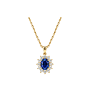9ct Yellow Gold/2.53ct Lab Grown Blue Sapphire/0.76ct Lab Grown Diamond