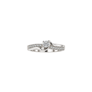 18 carat white gold/Diamond cluster twist design