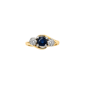18ct Yellow Gold & Platinum/Sapphire & Diamond Trilogy