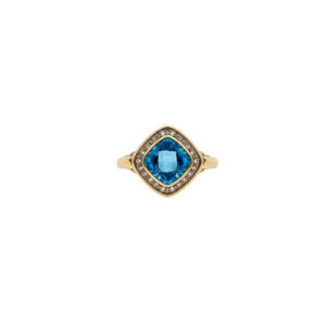 9 carat yellow gold/Blue topaz and diamond ring