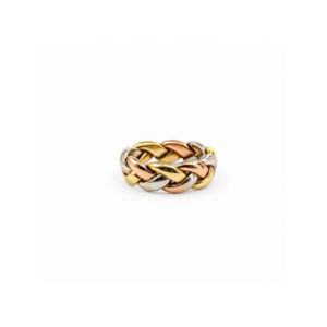 14 carat tricolour gold band/8mm braided ring
