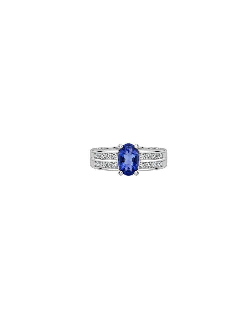 18 carat white gold/iliana tanzanite & diamond